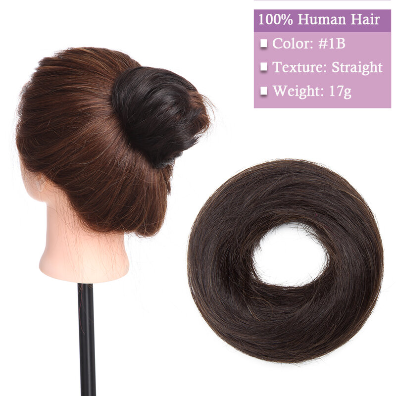 Escolhas ricas-extensão do pão de cabelo para homens e mulheres, rosquinha Chignon Hairpieces, Instant Up-Do Bun Scrunchies, 100% cabelo humano