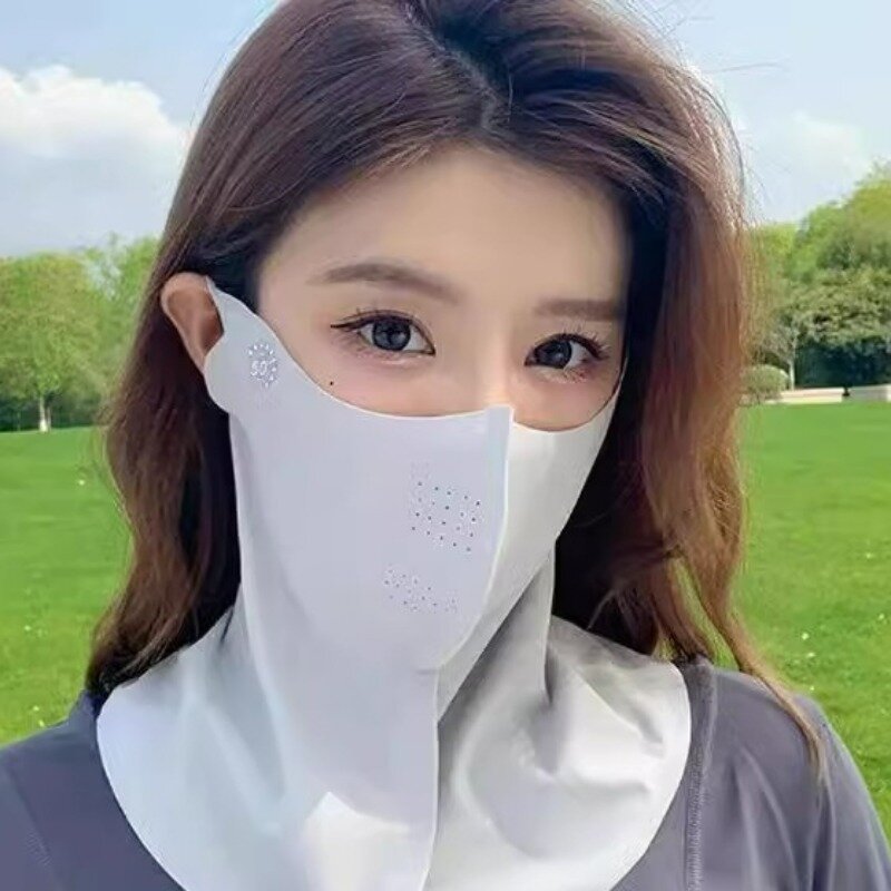 3D lodowy jedwab maska przeciwsłoneczna ochrona szyi szalik chroniący przed słońcem oddychająca fajna osłona twarzy bezpłatne oddychanie maska odporna na promieniowanie UV