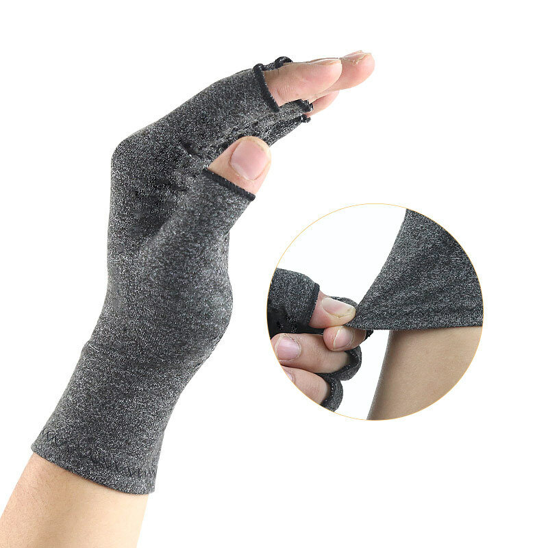 Guantes de compresión para artritis para hombres y mujeres, manoplas Premium para alivio del dolor articular, terapia con dedos abiertos, guantes de compresión