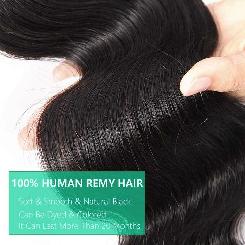 Pacotes brasileiros do cabelo humano do Virgin, 100% Weave não processado, onda do corpo, 10A, 18 20 22 Polegada, # 1B