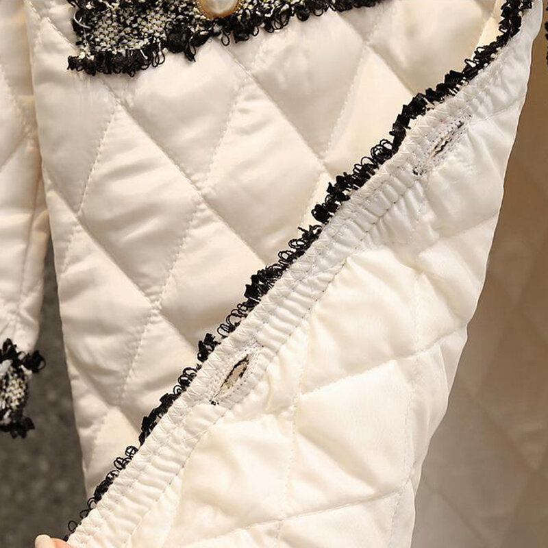 เสื้อคลุมยาวปานกลางบุนวมผ้าฝ้ายสำหรับฤดูหนาว MODE Korea เสื้อนอกตัวยาวโอเวอร์ไซส์อุ่นหนาน้ำหนักเบาลำลอง2023