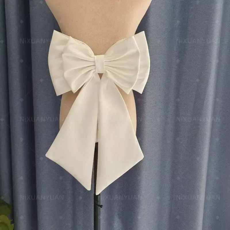 エレガントなサテンの蝶ネクタイ,取り外し可能なドレスアクセサリー,ブライダルベルト
