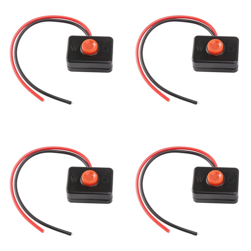 4X DC 12V2A Adhesive Base Push Button Momentarily Action Wired Switch For Automobiles