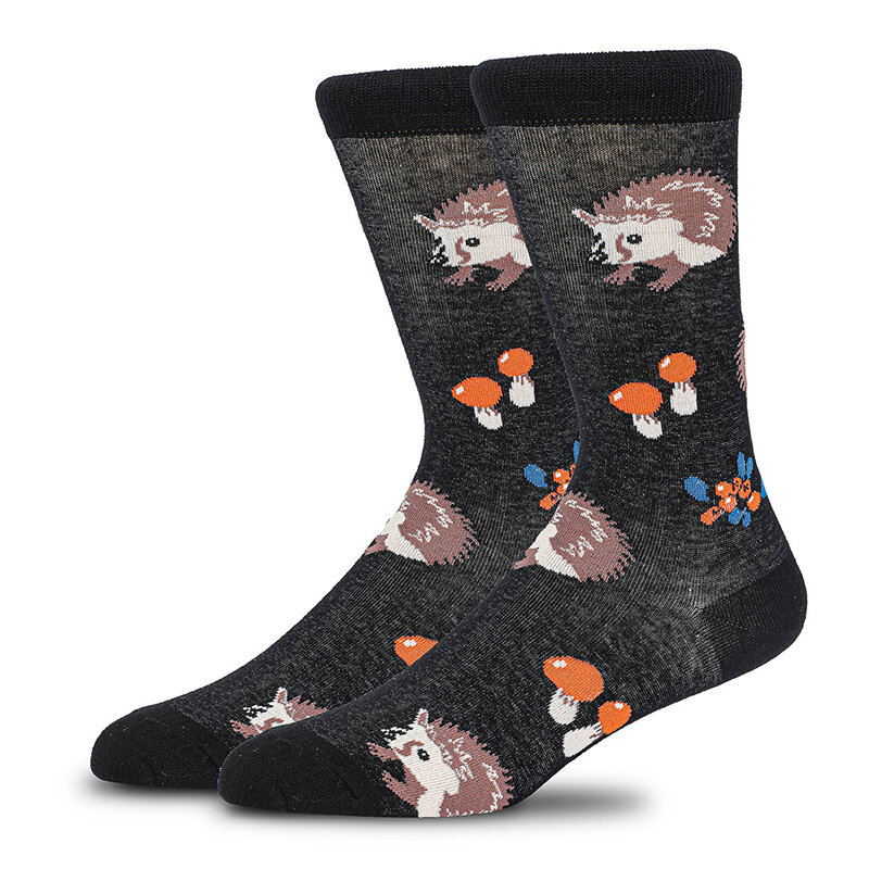 Мужские классические носки-яркие рандомные для мужчин-хлопковые Модные Носки с рисунком животных Ежика лисы