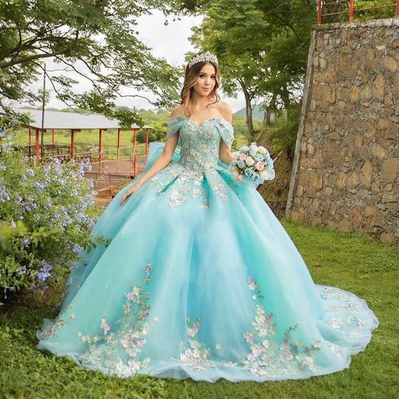 Doymeny-Mexican Quinceanera Handmade Vestidos, Applique 3D, Birthday Princess, Doce Formal, 15, 16 Vestidos de Baile, XV Años