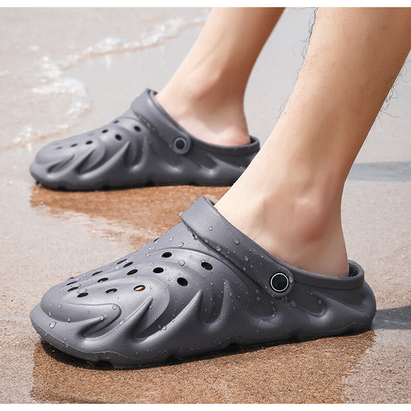 Мужские сандалии из ЭВА, Новинка лета 2022, мужские легкие пляжные шлепанцы большого размера, дышащие мужские зеркальные садовые Сабо