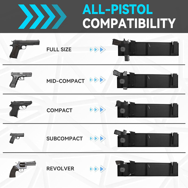 ซองปืนแบบยุทธวิธีซองปืนแบบซ่อนมีสายคาดเอวสำหรับใส่ปืนพกกระเป๋านิตยสารที่รัดมือขวาสำหรับ Glock 19, 17, 42