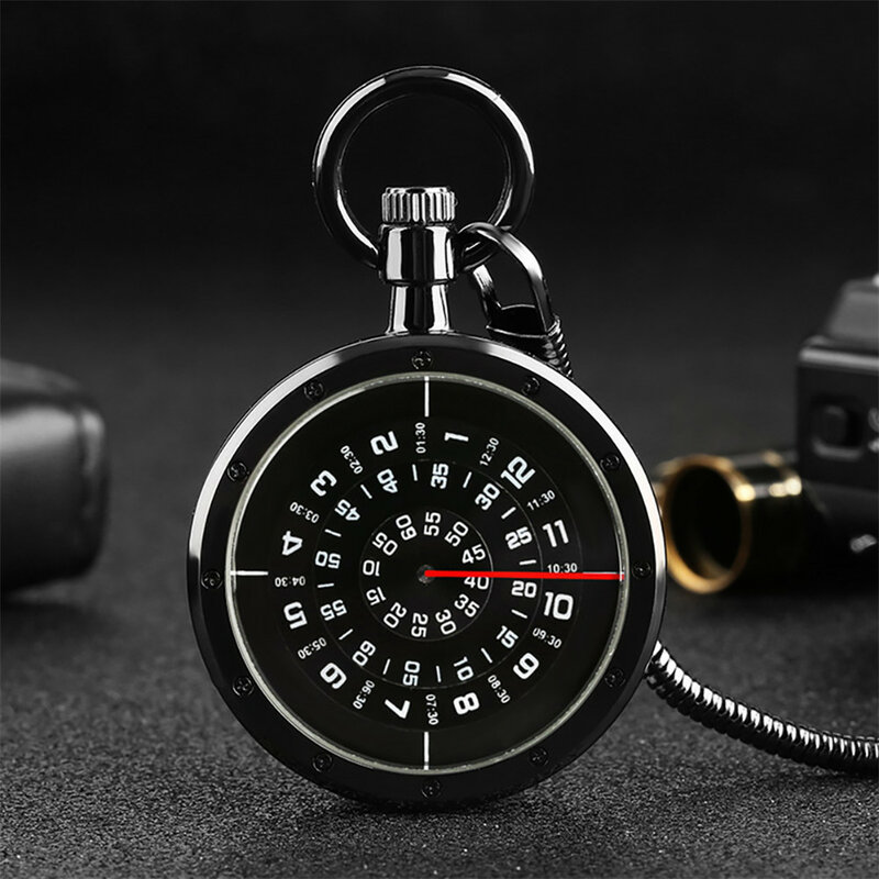 Vintage criativo turntable dial relógio de bolso de quartzo luxo moda cobra fob corrente pingente relógio homem retro bolso relógio presente