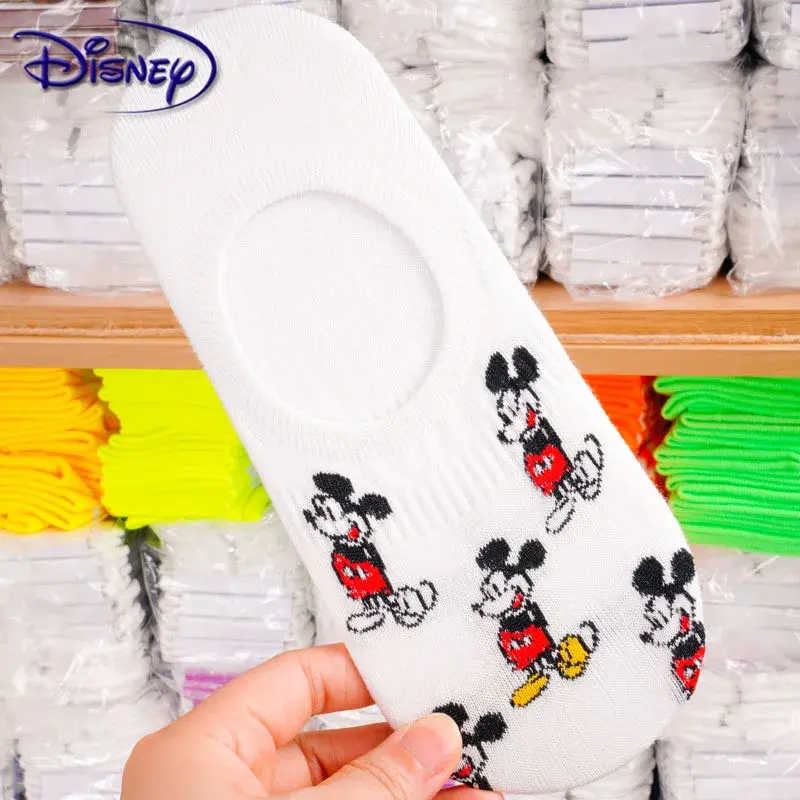 Disney Nam Mới Tất Hoạt Hình Mickey Minnie Họa Tiết Đôi Tất Cotton Nam Size Lớn Cổ Tất