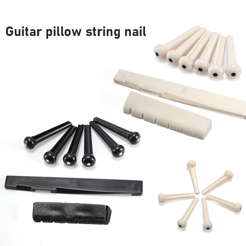 Aksesori Gitar Plastik Ekor Sapi Akustik Kacang Sadel Pin Jembatan Gitar 6-String Portabel untuk Gitar Akustik Berkualitas