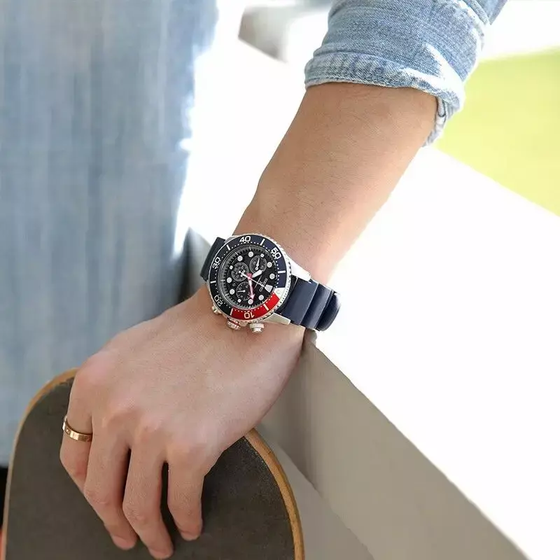 นาฬิกา Seiko ดั้งเดิมนาฬิกาข้อมือควอตซ์หมุนได้รอบสายรัดเหล็กอัตโนมัติสำหรับผู้ชาย5กีฬา