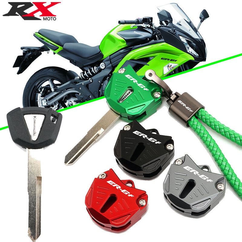 Hot Deals Motorcycle CNC Accessories Key Cover Protection Shell For Kawasaki  ER-6F ER 6F ER6F Embroidery Keychain Key Ring Case