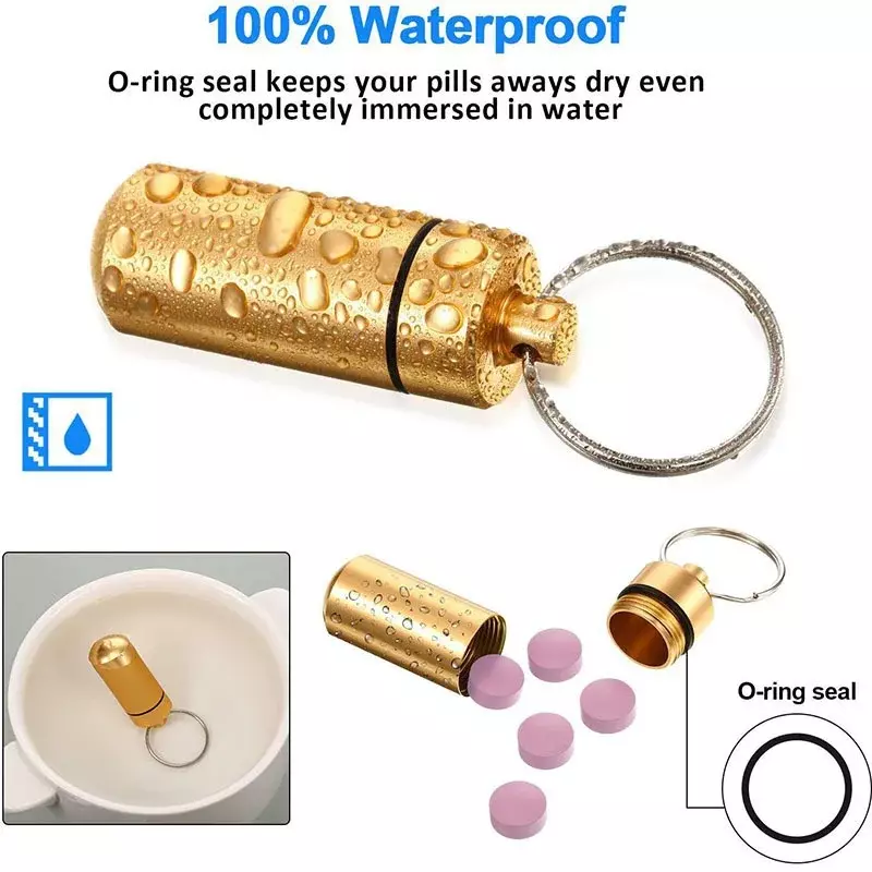 Kotak pil aluminium Mini portabel tahan air wadah penata tablet penyimpanan botol obat Vitamin kotak obat minyak ikan