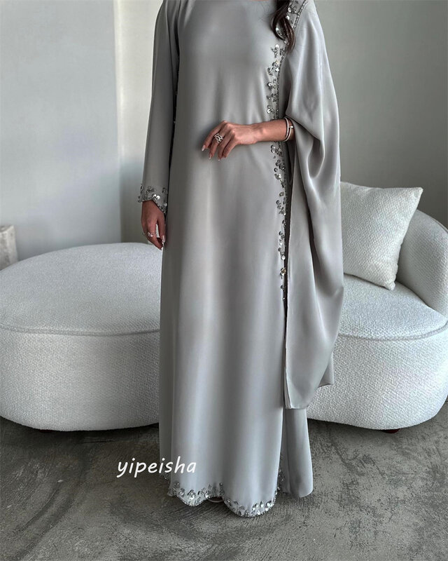 Vestido de graduación de Arabia Saudita, traje Midi de satén con lentejuelas, fruncido para quinceañera, joya de línea a, a medida