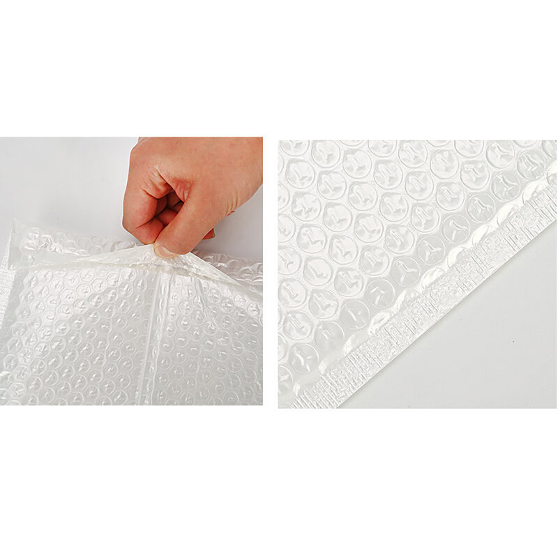 Bolsa de sobre de burbujas con película de perlas blancas, 50 piezas, impermeable, acolchada, para correo, autosellado, embalaje de envío, 15x20cm
