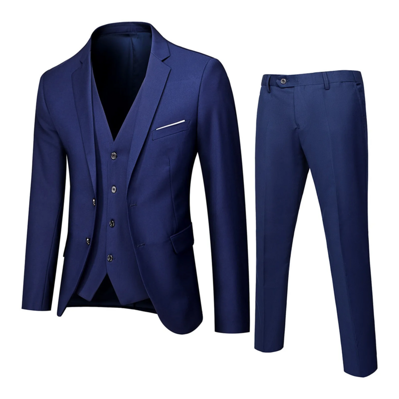 Men’s Suit Slim 3 Piece Suit Business Wedding Party Jacket Vest & Pants
