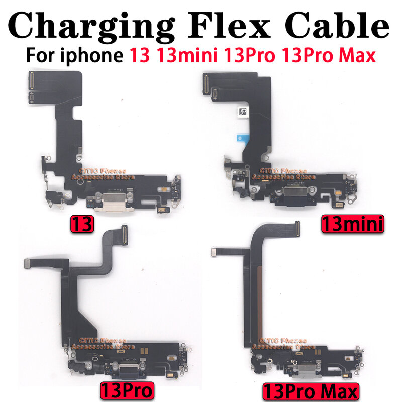 1Pcs USB Charging Port Flex Cable For iPhone X XS MAX XR 11 12 13 mini 14 Plus 15 Pro Max Dock Charger Connector With Microphone