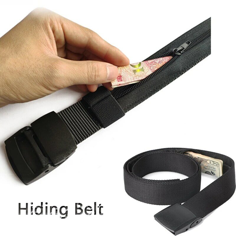 Cash Anti Theft Belt Travel Black Waist Bag Women Portable Hidden Money Strap Belt Wallet Waist Pack Men Secret Hiding Belt125cm