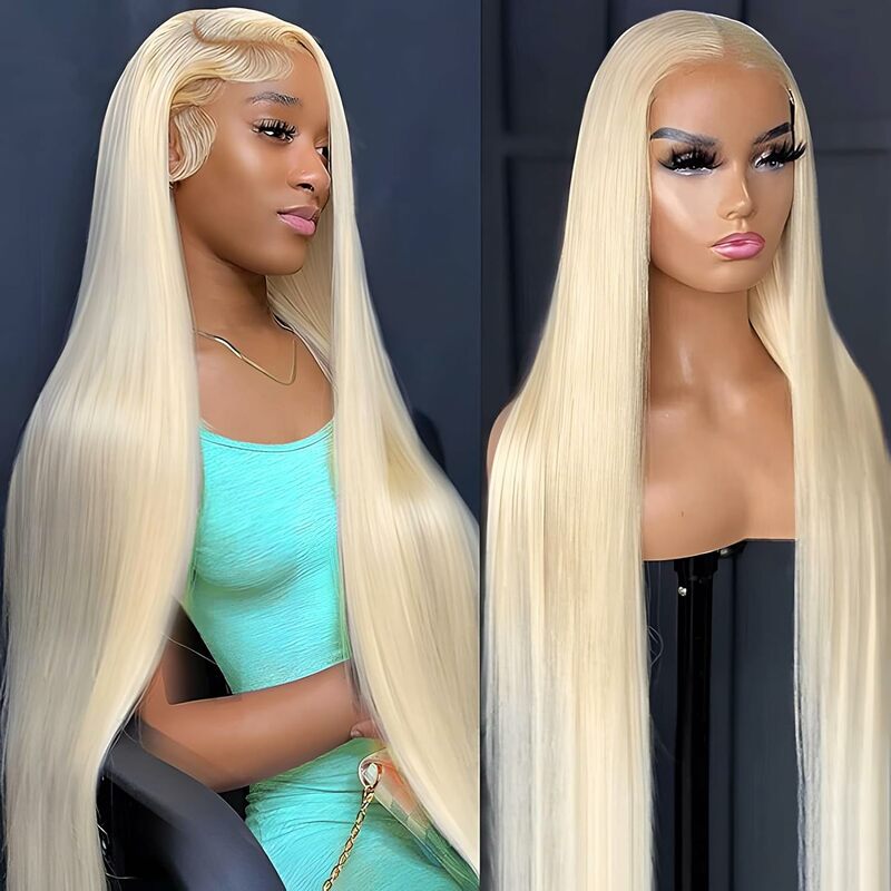 Perruque Lace Front Wig sans colle naturelle-Sophia, cheveux lisses, blond 613, 13x6, 13x4 HD, pre-plucked, densité 200