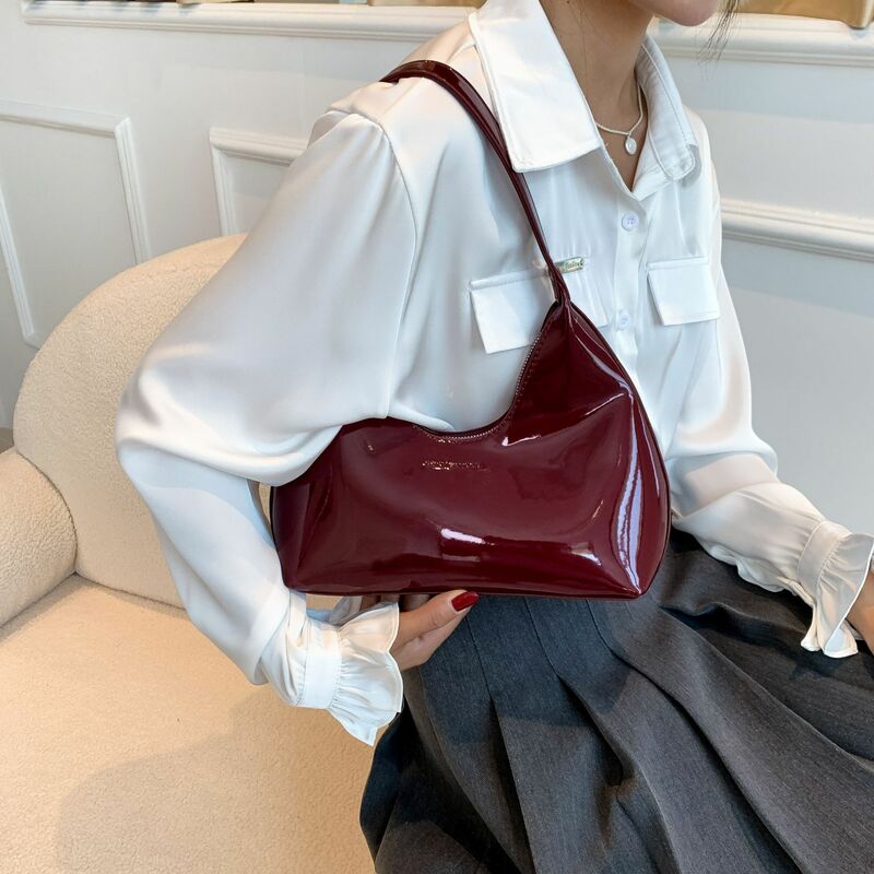 Модные Дизайнерские однотонные сумки через плечо для женщин, сумки и кошельки, новинка 2024, модные женские сумки-тоуты из лакированной кожи с подмышками
