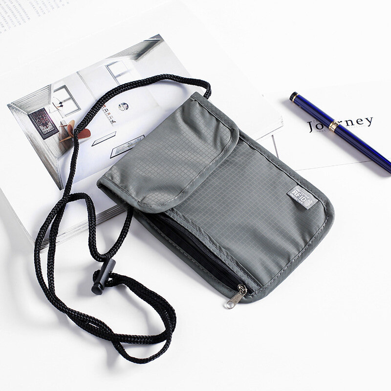 Rfid Neck Hanging Bag Passport Bag Multifunctional Card Holder Clamp Anti Scanning And Anti Magnetic Cross Body Document Bag