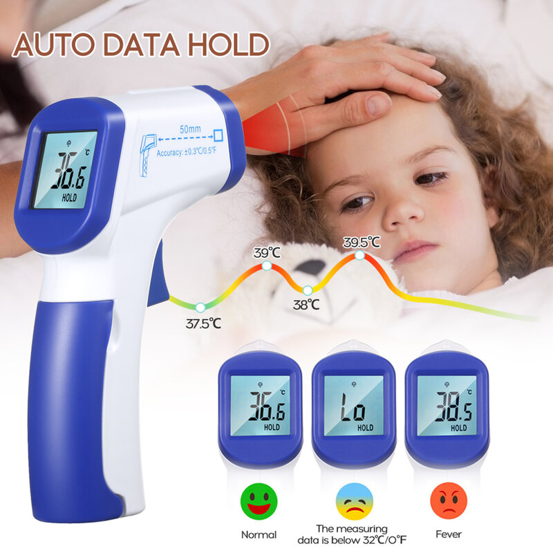 Ear Forehead Thermometer Mini Digital Infrared Baby Temperature Gauge Instrument for Kids Children and Adults