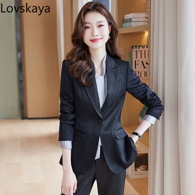 New Style Casual Fashion Korean Edition Celebrity Long sleeved Small Suit Coat Pink Suit Set Women's Spring and Autumn