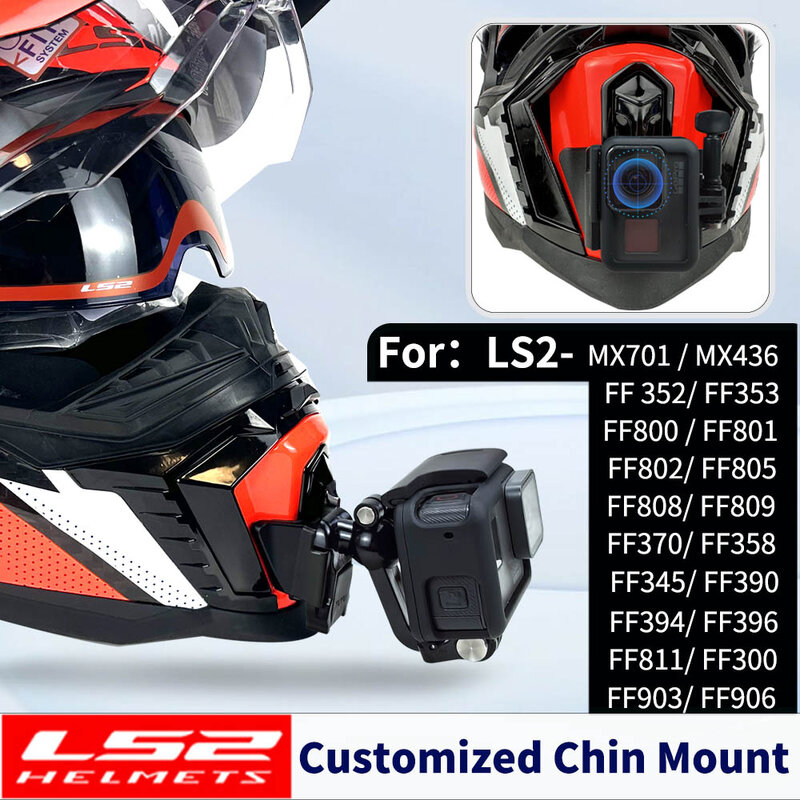 LS2-Customized Capacete Chin Mount para GoPro Hero 10 Insta360 X2 3 Acessórios DJI, MX701 436 FF370 352 800 801 802 805 811 903