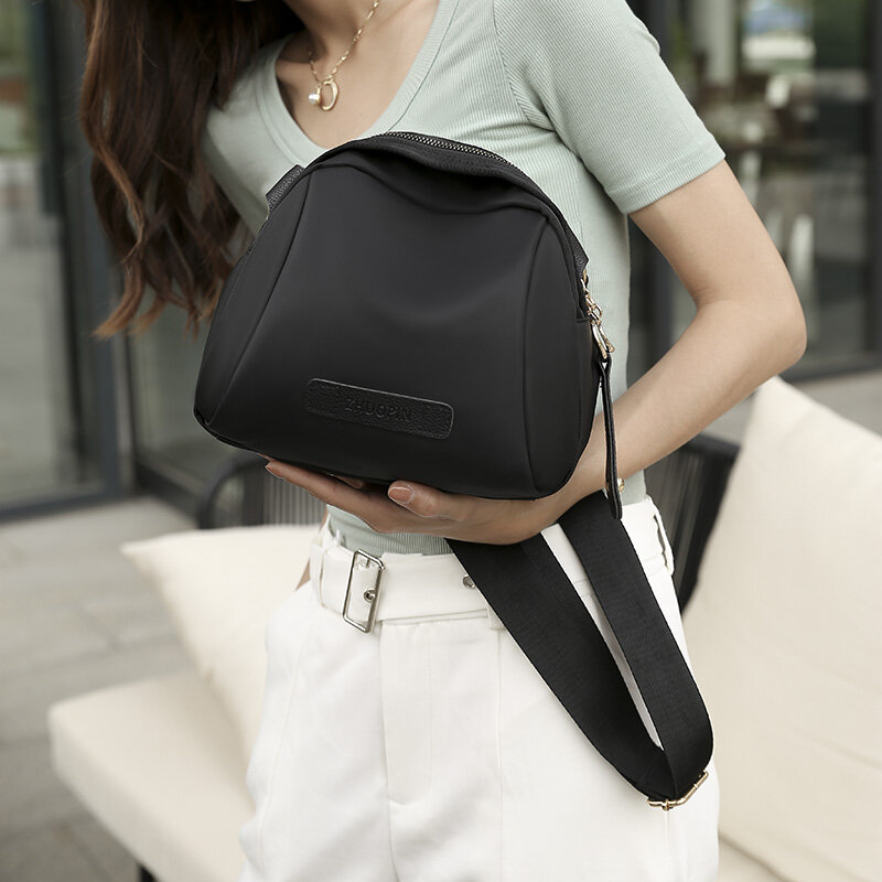 Сумка на одно плечо, новинка 2024, весенне-Летняя женская черная сумка с волнистым узором, спортивная водонепроницаемая ветрозащитная сумка из ткани Оксфорд