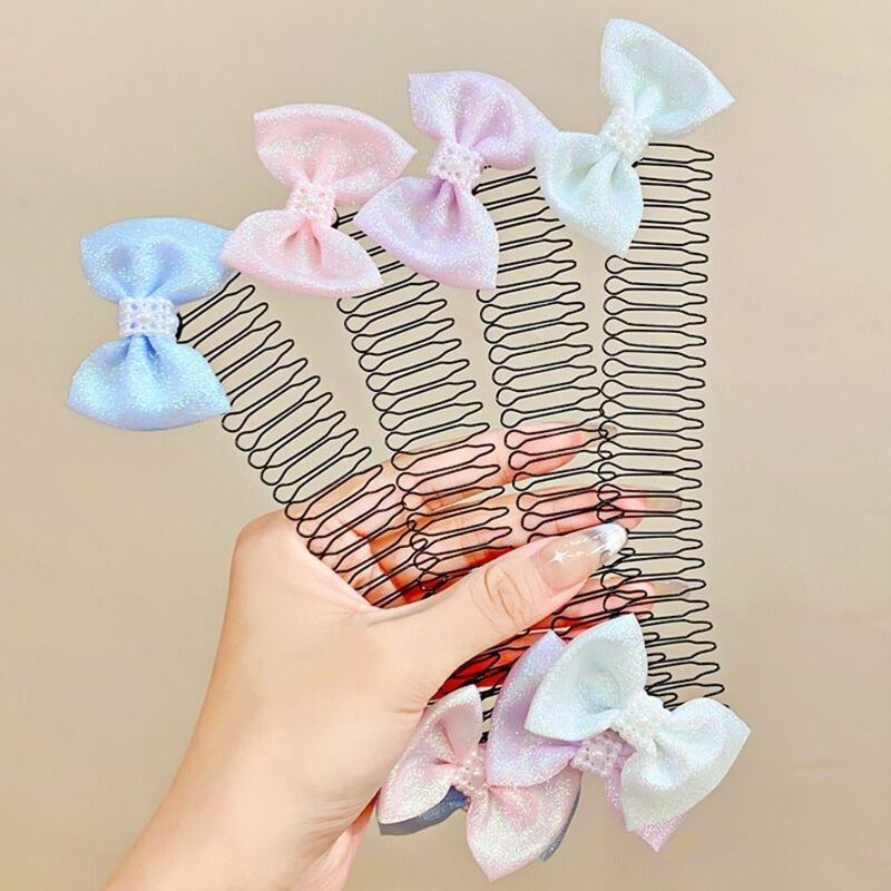 Invisible Broken Hairpin Girls Bow Heart Hair Clip Kids Tiara Tools Curve Needle Bangs Fixed Insert Comb Styling Accessories