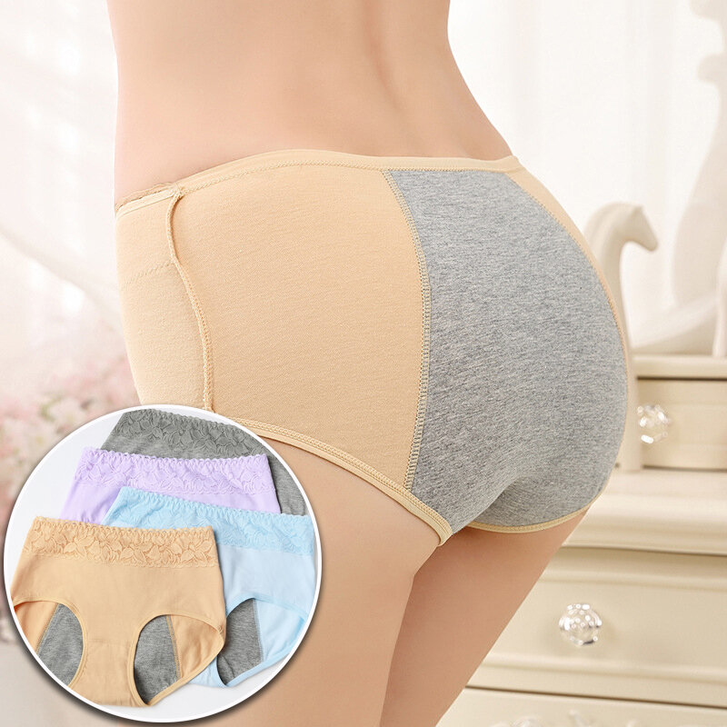 Female Physiological Pants Leak Proof Menstrual Women Underwear Period Panties Cotton Health Seamless Briefs In The Waist Warm