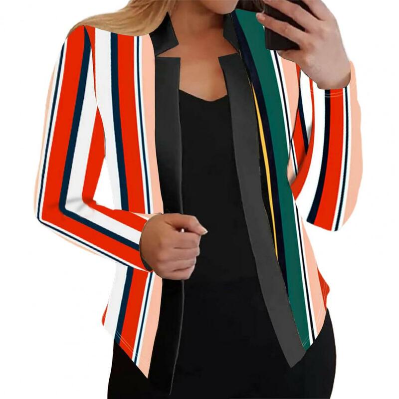 Women Lightweight Coat Chic Women's Colorblock Lapel Versatile Autumn Winter Jacket for Casual Office Wear Lightweight