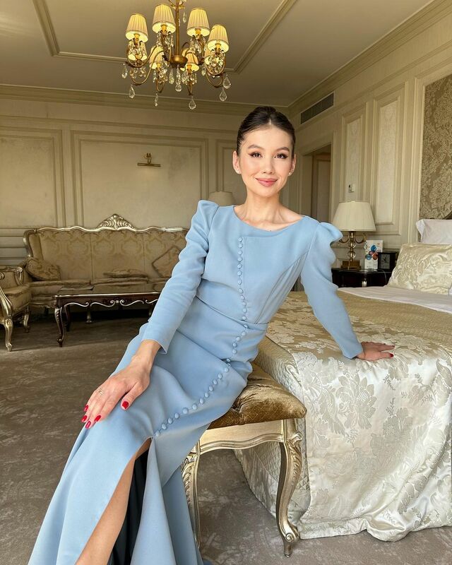 Jirocum O Neck Long Sleeve Prom Dress Women's Button Down Party Evening Gown Floor Length Side Slit Formal Occasion Dresses 2024