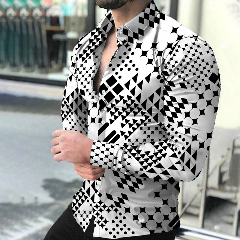 T-shirt Shirt Casual Daily Band Collar Button Down Casual Dress Up Fitness Mens Muscle Party T Printed Fashion