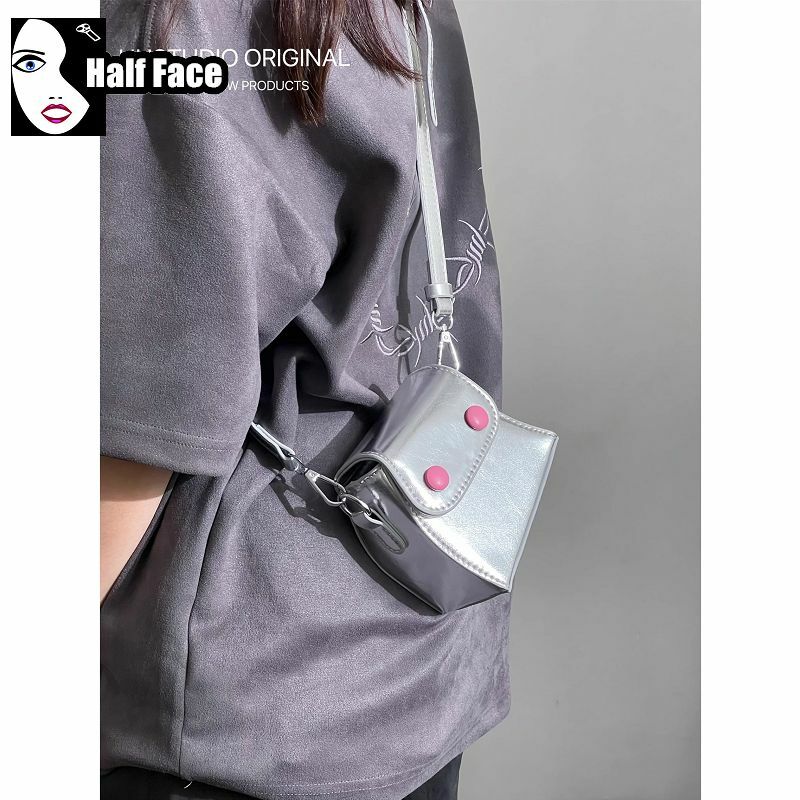 Y2K tas tangan Gotik wanita Harajuku, tas tote Mini selempang serbaguna satu bahu tekstur canggih desain Punk