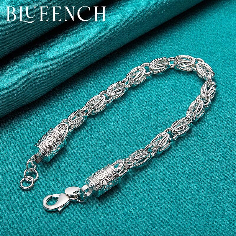 Blueench 925 prata esterlina trançado criativo pulseira para o homem feminino festa charme moda jóias