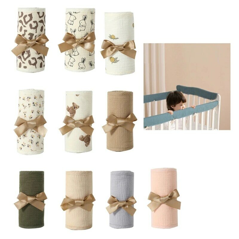 Baby Bed SoftEdge Protector Baby Crib Rail Cover Protector Set Wrapped Rail Cover Crib Rail Guard Anti-Collision Strip 69HE