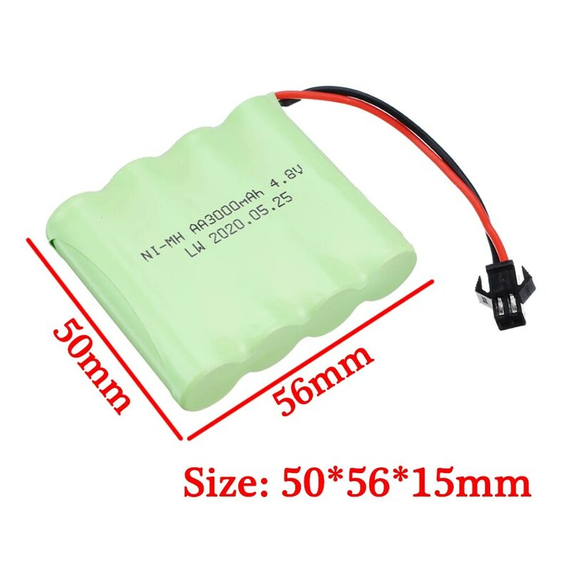 4.8V 3000mah NiMH Battery SM Plug and Charger For Rc toys Cars Tanks Robots Boats Guns Ni-MH AA 4.8 v Battery Pack toy accessory