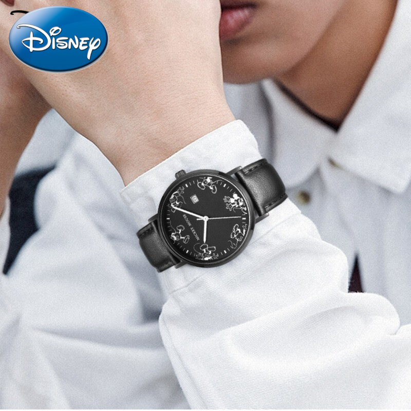 Disney-reloj de cuarzo luminoso con caja para hombre y niño, cronógrafo con calendario colorido, sencillo, con personalidad, para exteriores, regalo