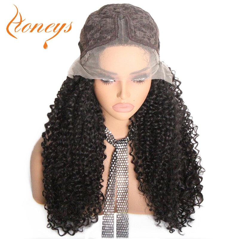 Double Drawn Curly Lace Frontal Wig High Heat Resistant Synthetic Lace Front Wigs for Women 13X4X1 Kinky Curly Wig 200% Density