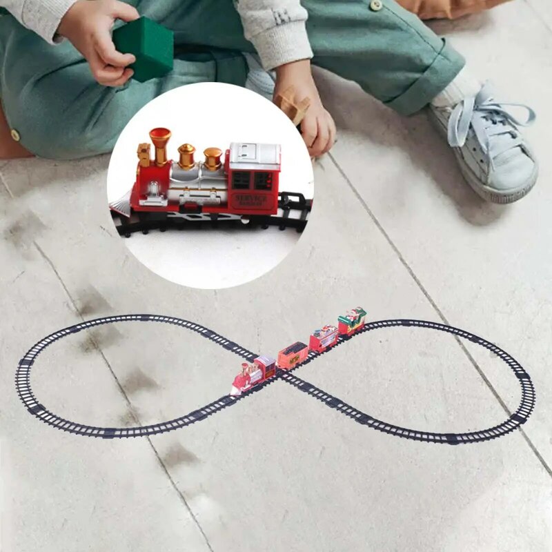 ชุดรถไฟไฟฟ้าของเล่นรถไฟคลาสสิกรถไฟของเล่นเด็กรถไฟขนาดเล็กติดตามสำหรับเด็กวัยหัดเดินอายุ3-6ปี kado ulang tahun