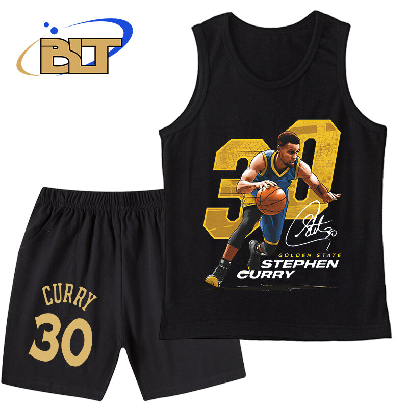 Stephen Curry conjunto de duas peças para meninos, roupas infantis, colete e shorts, terno esportivo casual, tops e calças, verão