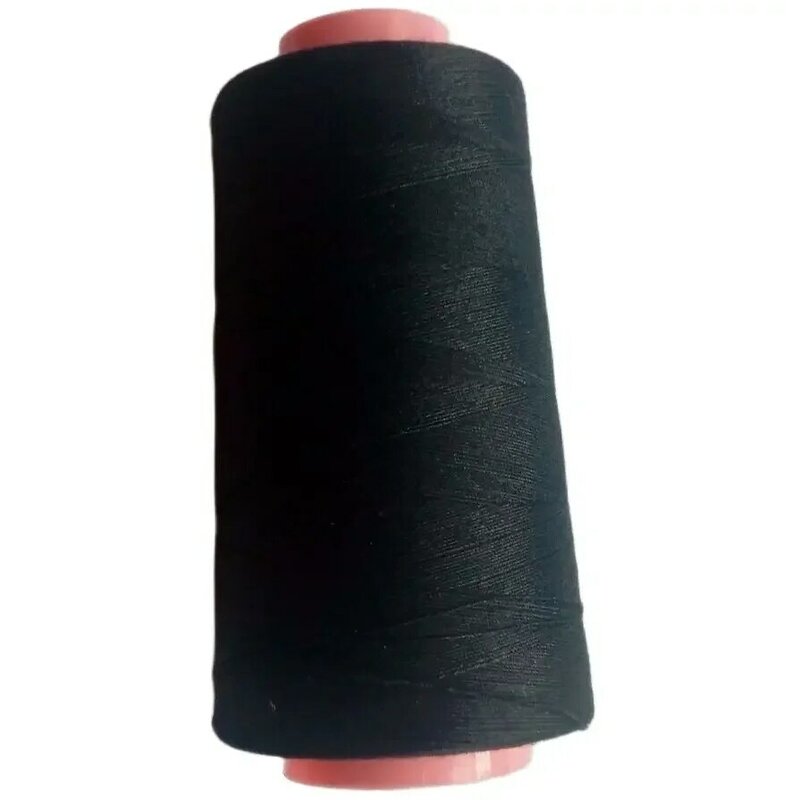 Rollo de hilo de algodón negro para tejido de cabello, extensiones de cabello con aguja C de 25 piezas, regalo, 1 rollo