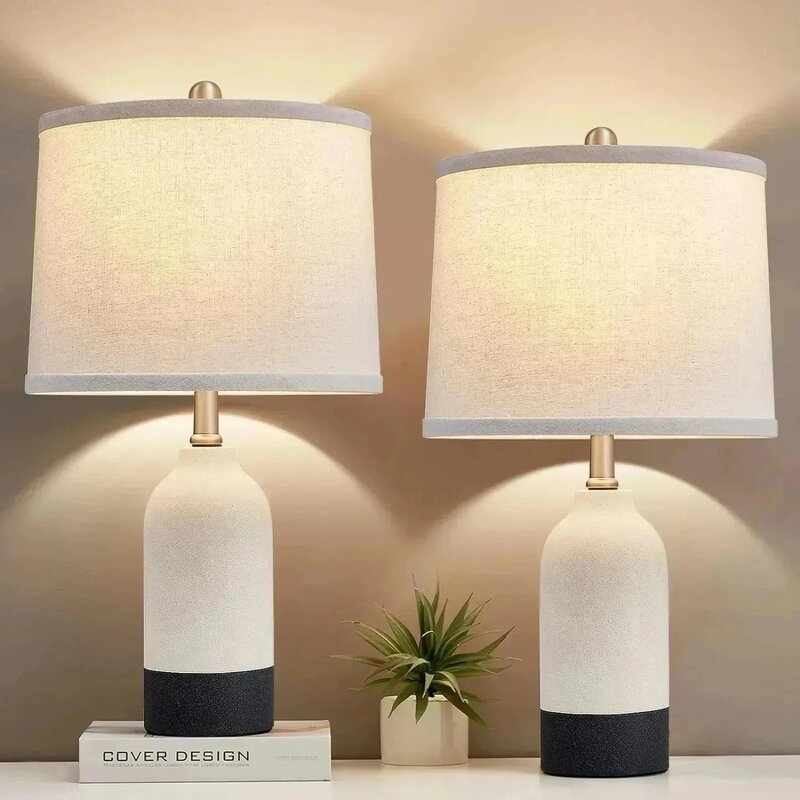 Lámparas de cerámica modernas para dormitorios, Juego de 2, 3 colores Tempe, US