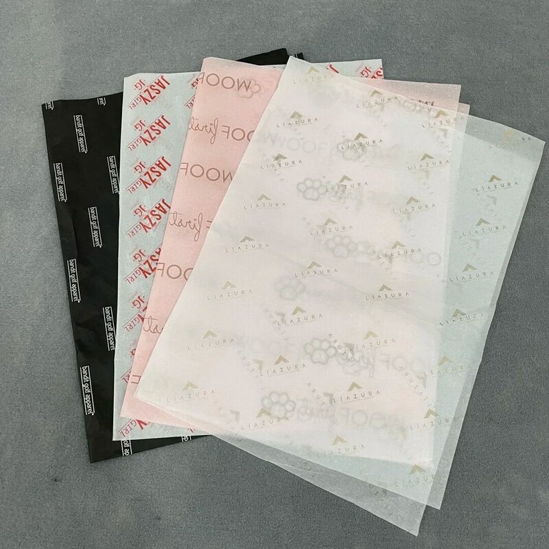 Custom Packaging Clothes Wrapping White Tissue Paper Brand Name Printed for Garment/Book/Shoes