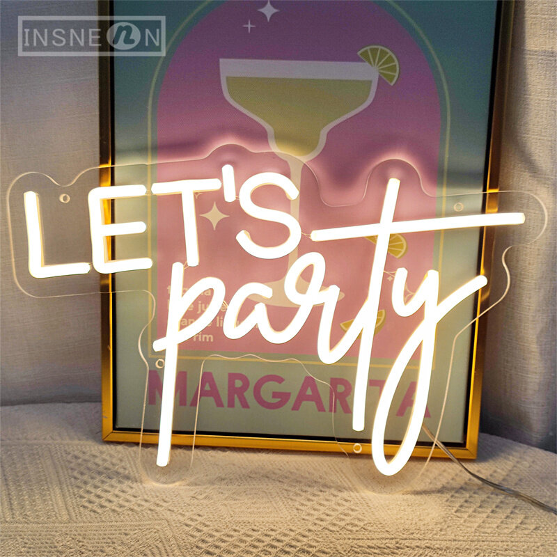 Lets Party Neon LED Sign Room Wall Lights, Gaming Club Bedroom Decoration, Birthday Party conflicUSB Neon LED Lighting Signs