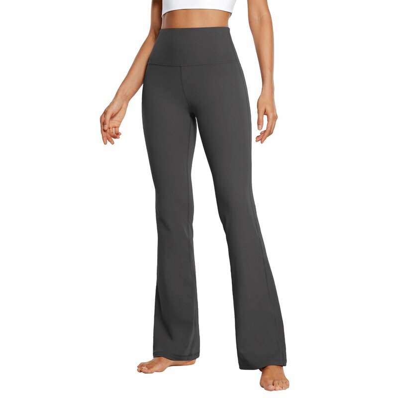 Celana panjang wanita, Legging Yoga klasik sederhana elastis, celana olahraga Fitness lari Gym, celana pinggang tinggi warna Solid