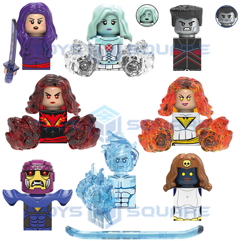 ダークフォニックスモデルブロックセット、colosus、sentinel、psylocke、iceman、White Queen、mystique、moc Brick、おもちゃギフト、x0277