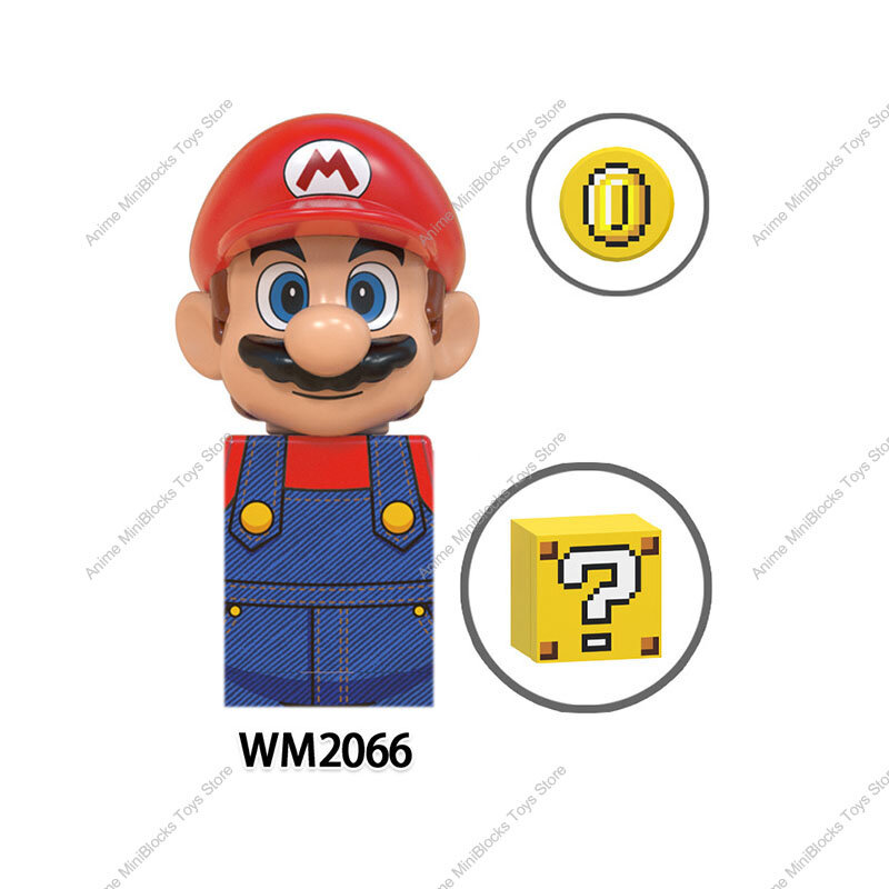 WM6103 Super Bros Japanese Games Luigi Yoshi Bowser Koopa Kinopio Wario Peach Mini-Figures Anime Cartoon Bricks Building Blocks