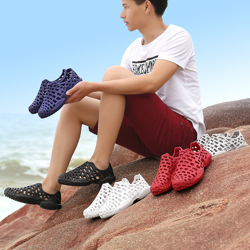 36-45 # ขนาดใหญ่ขนาด Unisex คู่ฤดูร้อนกลางแจ้งรองเท้าแตะชายหาด Aqua รองเท้ารองเท้าแตะลำลอง Weman Sepatu Kebun ผู้ชายรองเท้าลุยน้ำ